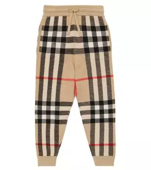 Спортивные брюки в клетку vintage check Burberry Kids, мультиколор