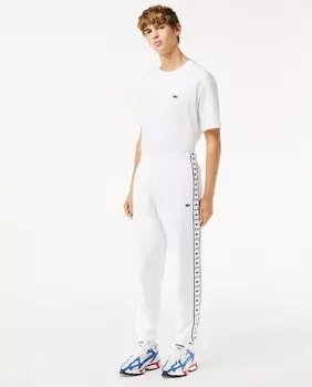 Спортивные брюки в полоску с логотипом Lacoste, белый