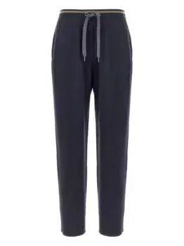 Спортивные брюки в рубчик с кулиской Brunello Cucinelli, синий