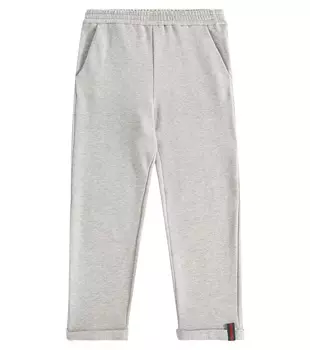 Спортивные брюки Web из хлопкового джерси Gucci, серый