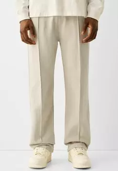 Спортивные брюки Wide-Leg Interlock Bershka, бежевый