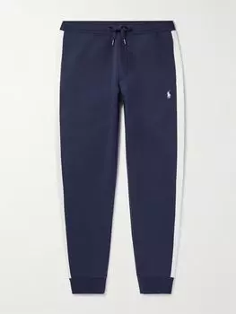 Спортивные брюки Wimbledon Tapered из хлопчатобумажной смеси с сетчатой отделкой POLO RALPH LAUREN, темно-синий