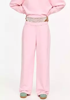 Спортивные брюки WITH FRAYED WAIST PULL&BEAR, розовый