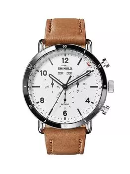 Спортивные часы Canfield из нержавеющей стали и кожи Shinola, белый
