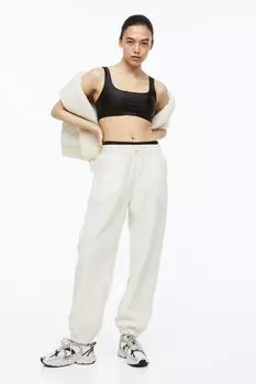 Спортивные джоггеры с плюшевым мишкой H&amp;M, натуральный белый