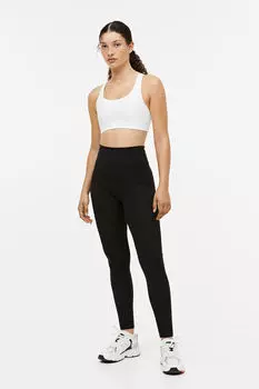 Спортивные колготки с высокой талией H&M, черный