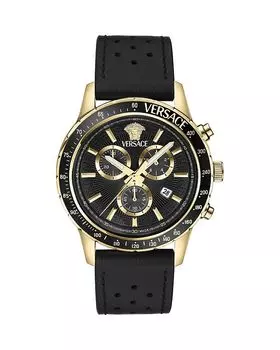 Спортивные кожаные часы с хронографом, 44 мм Versace, черный
