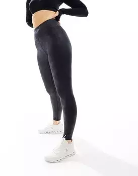 Спортивные леггинсы черного цвета с эффектом рваной кожи ASOS Hourglass