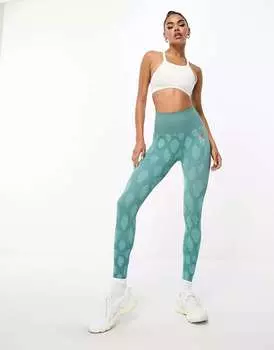 Спортивные леггинсы EA7 голубого цвета с животным принтом