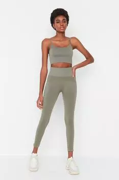 Спортивные леггинсы – хаки – высокая талия Jerf