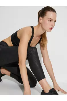 Спортивные леггинсы под кожу с нормальной талией Koton, черный