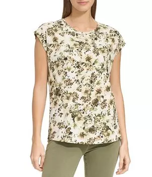 Спортивные леггинсы с круглым вырезом и короткими рукавами Andrew Marc Andrew Marc Sport, цветочный