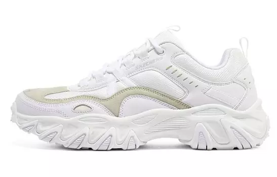 Спортивные массивные кроссовки мужские низкие белые/коричневые Skechers