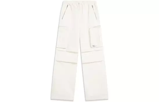 Спортивные модные брюки LiNing из коллекции Casual, женские, цвета экрю, Ecru