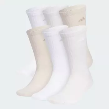 Спортивные мягкие носки для экипажа, 6 пар Adidas, White/Beige/Alumina