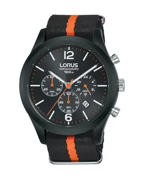 Спортивные мужские часы из нейлона RT347HX9 с черным ремешком Lorus, черный