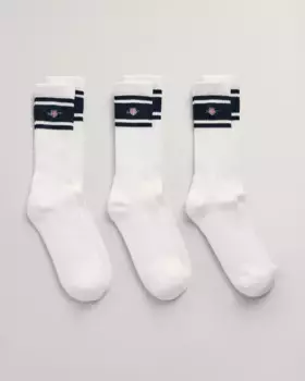 Спортивные носки Gant "SHIELD SPORT SOCKS 3-PACK" (3 пары), с ретро-полосками, белый