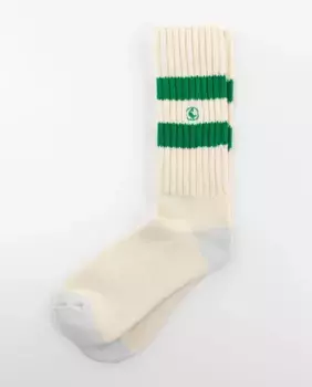 Спортивные носки унисекс в полоску цвета экрю El Ganso, зеленый