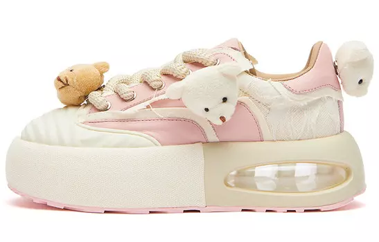 Спортивные парковые туфли на платформе женские низкие розовые Keddo