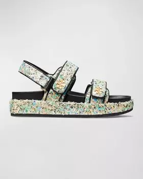 Спортивные сандалии Kira с двумя ремешками и пайетками Tory Burch, цвет Multi Sequins