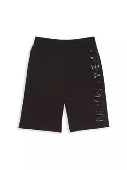 Спортивные шорты-бермуды Little Kid's & Kid's Logo Balmain, черный