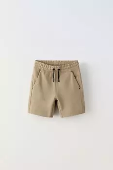 Спортивные шорты-бермуды ZARA, темно-бежевый