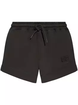 Спортивные шорты GANNI из органического хлопка с вышитым логотипом, черный