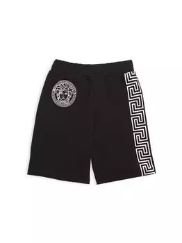 Спортивные шорты Greca для маленьких мальчиков и мальчиков Versace, черный