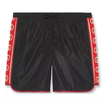 Спортивные шорты Gucci Retro Double G Webbing Shorts Unisex Black, черный