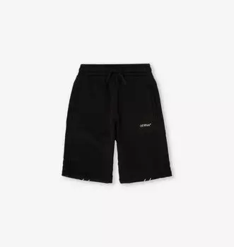 Спортивные шорты из хлопкового трикотажа с диагональным узором 6-12 лет Off-White C/O Virgil Abloh, белый