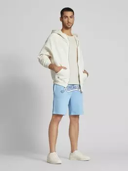 Спортивные шорты классического кроя с этикетками KARL KANI, темно-синий