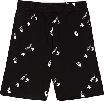 Спортивные шорты Off-White Logo Allover Sweatshorts 'Black/White', черный