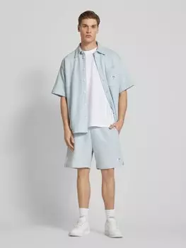 Спортивные шорты прямого кроя с фактурным рисунком, модель «Nuwafflo» Hugo Blue, светло-голубой