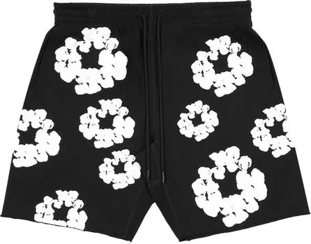 Спортивные шорты READYMADE x Denim Tears Cotton Wreath Sweatshorts 'Black/White', черный