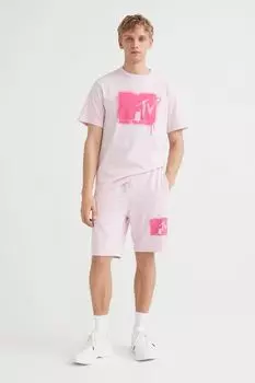 Спортивные шорты Regular Fit с принтом H&amp;M, светло-розовый/mtv