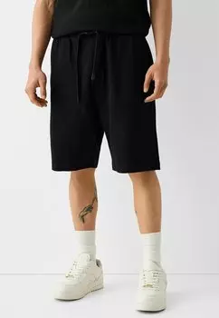 Спортивные шорты RELAXED FIT TEXTURED BERMUDA Bershka, цвет black