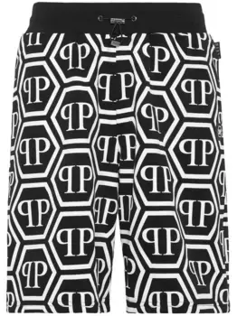 Спортивные шорты с кулиской и монограммой Philipp Plein, черный