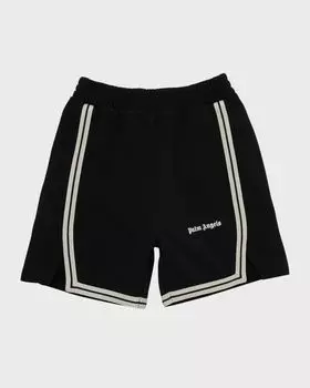 Спортивные шорты с логотипом для мальчиков Palm Angels, цвет Black White
