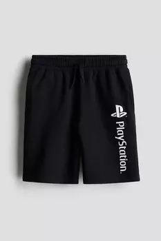 Спортивные шорты с мотивным принтом H&M, черный