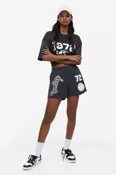 Спортивные шорты с принтом H&M, темно-серый/смайлик