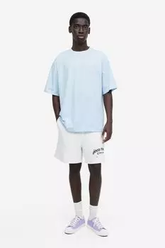 Спортивные шорты стандартной посадки H&M, белый/хорошие вещи требуют времени
