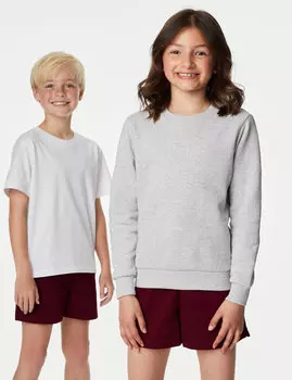 Спортивные шорты унисекс из чистого хлопка (2–16 лет) Marks & Spencer, бургундия