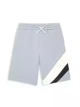 Спортивные шорты в полоску с логотипом Little Boy's & Boy's Emporio Armani, синий