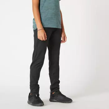 Спортивные штаны 500 детские теплые стандартные - черные с принтом DOMYOS, черный