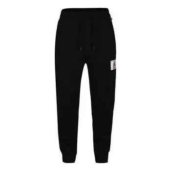 Спортивные штаны Air Jordan Flight Fleece logo Athleisure Casual Sports Long Pants Black, черный