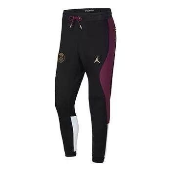 Спортивные штаны Air Jordan Paris Saint-Germain Colorblock Elastic Waistband Lacing Casual Sports Pants Black, черный