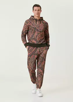 Спортивные штаны цвета хаки с этническим узором Etro