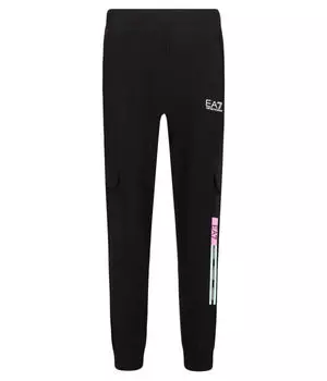 Спортивные штаны детские Ea7 хлопковые с принтом, черный