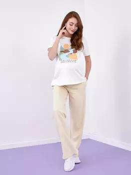 Спортивные штаны для беременных с широкими штанинами из органического хлопка с эластичной резинкой на талии и карманами LC Waikiki Maternity