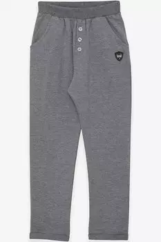 Спортивные штаны для мальчика базовые серые с эмблемой (4-8 лет) Breeze